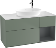 Тумба под раковину Villeroy & Boch Finion 120х50,1 см с подсветкой МДФ оливковый матовый лак/стекло белое матовое F951HGGM