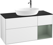 Тумба под раковину Villeroy & Boch Finion 120х50,1 см с подсветкой МДФ глянцевый белый лак/стекло черное матовое F952GMGF