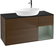 Тумба под раковину Villeroy & Boch Finion 120х50,1 см с подсветкой МДФ шпон грецкого ореха/стекло черное матовое F952GMGN