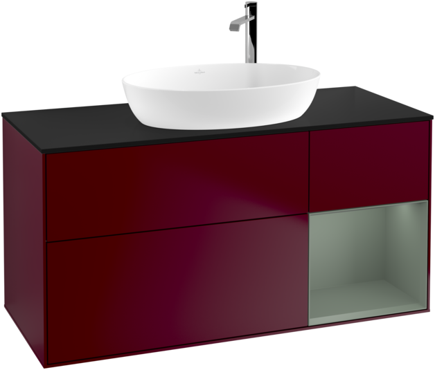 Тумба под раковину Villeroy & Boch Finion 120х50,1 см с подсветкой МДФ пион матовый лак/стекло черное матовое F952GMHB