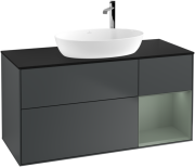 Тумба под раковину Villeroy & Boch Finion 120х50,1 см с подсветкой МДФ темно-синий матовый лак/стекло черное матовое F952GMHG