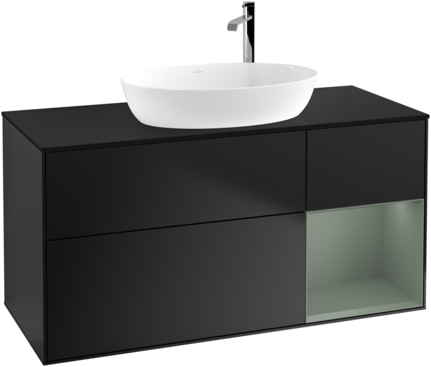 Тумба под раковину Villeroy & Boch Finion 120х50,1 см с подсветкой МДФ черный матовый лак/стекло черное матовое F952GMPD