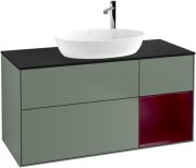 Тумба под раковину Villeroy & Boch Finion 120х50,1 см с подсветкой МДФ оливковый матовый лак/стекло черное матовое F952HBGM