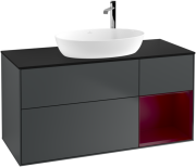 Тумба під раковину Villeroy & Boch Finion 120х50,1 см із підсвічуванням МДФ темно-синій матовий лак/скло чорне матове F952HBHG