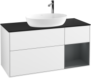 Тумба под раковину Villeroy & Boch Finion 120х50,1 см с подсветкой МДФ глянцевый белый лак/стекло черное матовое F952HGGF