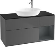 Тумба під раковину Villeroy & Boch Finion 120х50,1 см з підсвічуванням антрацит матовий лак/скло чорне матове F952HGGK