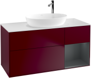 Тумба под раковину Villeroy & Boch Finion 120х50,1 см с подсветкой МДФ пион матовый лак/стекло черное матовое F951HGHB