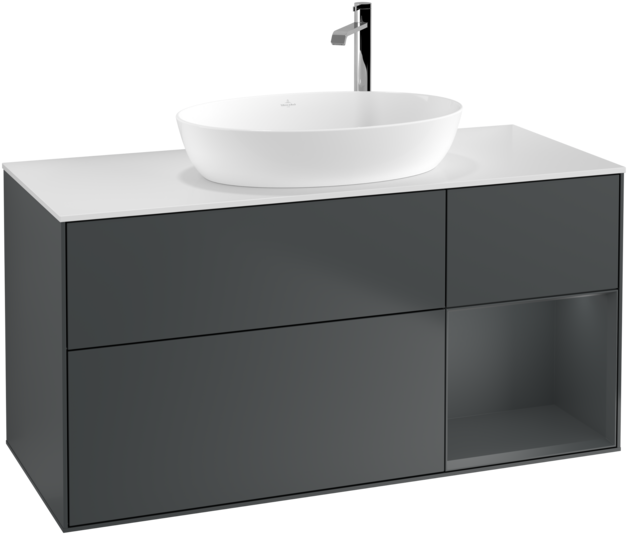 Тумба под раковину Villeroy & Boch Finion 120х50,1 см с подсветкой МДФ темно-синий матовый лак/стекло белое матовое F951HGHG