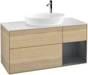 Тумба под раковину Villeroy & Boch Finion 120х50,1 см с подсветкой МДФ шпон дуба/стекло белое матовое F951HGPC