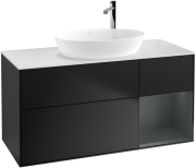 Тумба под раковину Villeroy & Boch Finion 120х50,1 см с подсветкой МДФ черный матовый лак/стекло белое матовое F951HGPD