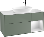 Тумба под раковину Villeroy & Boch Finion 120х50,1 см с подсветкой МДФ оливковый матовый лак/стекло белое матовое F951MTGM