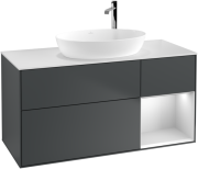 Тумба під раковину Villeroy & Boch Finion 120х50,1 см із підсвічуванням МДФ темно-синій матовий лак/скло біле матове F951MTHG