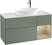 Тумба под раковину Villeroy & Boch Finion 120х50,1 см с подсветкой МДФ оливковый матовый лак/стекло белое матовое F951PCGM