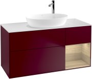 Тумба під раковину Villeroy & Boch Finion 120х50,1 см з підсвічуванням МДФ півонія матовий лак/скло чорне матове F951PCHB