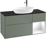 Тумба під раковину Villeroy & Boch Finion 120х50,1 см із підсвічуванням МДФ оливковий матовий лак/скло чорне матове F952GFGM