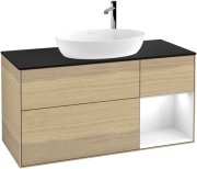 Тумба під раковину Villeroy & Boch Finion 120х50,1 см з підсвічуванням МДФ шпон дуба/скло чорне матове F952GFPC