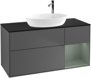 Тумба під раковину Villeroy & Boch Finion 120х50,1 см з підсвічуванням антрацит матовий лак/скло чорне матове F952GMGK