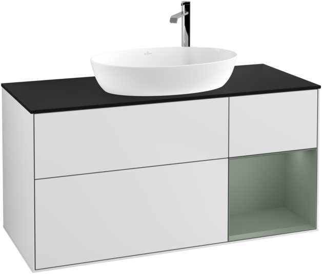 Тумба под раковину Villeroy & Boch Finion 120х50,1 см с подсветкой МДФ белый матовый лак/стекло черное матовое F952GMMT