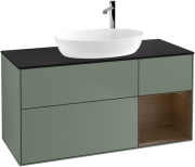 Тумба під раковину Villeroy & Boch Finion 120х50,1 см із підсвічуванням МДФ оливковий матовий лак/скло чорне матове F952GNGM