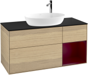 Тумба под раковину Villeroy & Boch Finion 120х50,1 см с подсветкой МДФ шпон дуба/стекло черное матовое F952HBPC