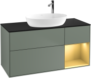 Тумба под раковину Villeroy & Boch Finion 120х50,1 см с подсветкой МДФ оливковый матовый лак/стекло черное матовое F952HFGM