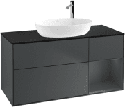 Тумба под раковину Villeroy & Boch Finion 120х50,1 см с подсветкой МДФ темно-синий матовый лак/стекло черное матовое F952HGHG
