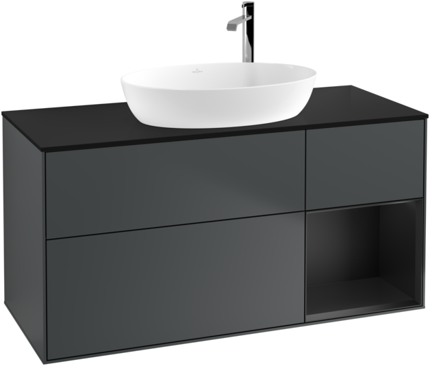 Тумба под раковину Villeroy & Boch Finion 120х50,1 см с подсветкой МДФ темно-синий матовый лак/стекло черное матовое F952PDHG