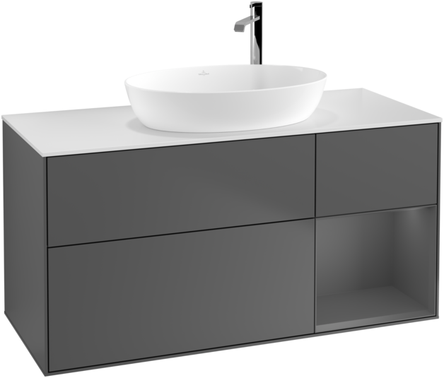 Тумба под раковину Villeroy & Boch Finion 120х50,1 см с подсветкой МДФ антрацит матовый лак/стекло белое матовое G951GKGK