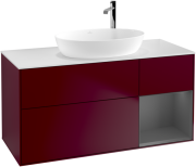 Тумба под раковину Villeroy & Boch Finion 120х50,1 см с подсветкой МДФ пион матовый лак/стекло белое матовое G951GKHB