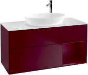 Тумба под раковину Villeroy & Boch Finion 120х50,1 см с подсветкой МДФ пион матовый лак/стекло белое матовое G951HBHB