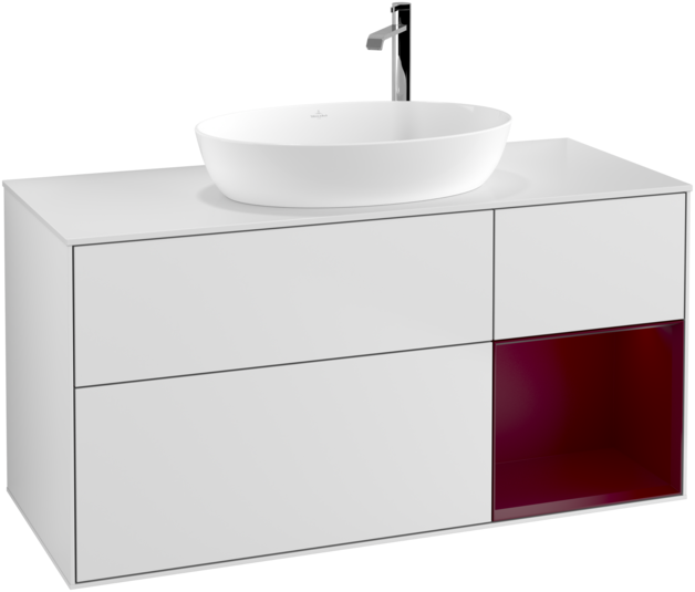 Тумба под раковину Villeroy & Boch Finion 120х50,1 см с подсветкой МДФ белый матовый лак/стекло белое матовое G951HBMT