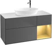 Тумба под раковину Villeroy & Boch Finion 120х50,1 см с подсветкой МДФ антрацит матовый лак/стекло белое матовое G951HFGK