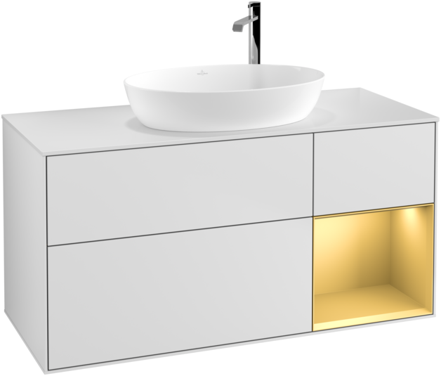 Тумба под раковину Villeroy & Boch Finion 120х50,1 см с подсветкой МДФ белый матовый лак/стекло белое матовое G951HFMT