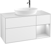 Тумба под раковину Villeroy & Boch Finion 120х50,1 см с подсветкой МДФ глянцевый белый лак/стекло белое матовое G951MTGF