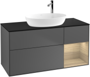 Тумба под раковину Villeroy & Boch Finion 120х50,1 см с подсветкой МДФ антрацит матовый лак/стекло черное матовое F952PCGK