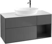 Тумба под раковину Villeroy & Boch Finion 120х50,1 см с подсветкой МДФ антрацит матовый лак/стекло белое матовое G951PDGK