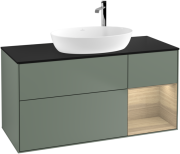 Тумба под раковину Villeroy & Boch Finion 120х50,1 см с подсветкой МДФ оливковый матовый лак/стекло черное матовое F952PCGM