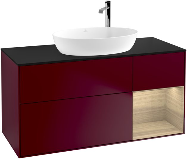 Тумба под раковину Villeroy & Boch Finion 120х50,1 см с подсветкой МДФ пион матовый лак/стекло черное матовое F952PCHB