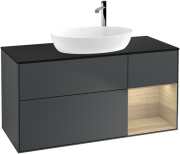 Тумба под раковину Villeroy & Boch Finion 120х50,1 см с подсветкой МДФ темно-синий матовый лак/стекло черное матовое F952PCHG