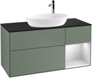 Тумба под раковину Villeroy & Boch Finion 120х50,1 см с подсветкой МДФ оливковый матовый лак/стекло черное матовое F952MTGM