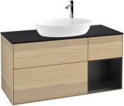 Тумба під раковину Villeroy & Boch Finion 120х50,1 см з підсвічуванням МДФ шпон дуба/скло чорне матове F952PDPC