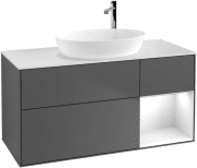 Тумба під раковину Villeroy & Boch Finion 120х50,1 см з підсвічуванням антрацит матовий лак/скло біле матове G951GFGK
