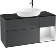 Тумба під раковину Villeroy & Boch Finion 120х50,1 см із підсвічуванням МДФ темно-синій матовий лак/скло чорне матове F952MTHG