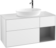 Тумба під раковину Villeroy & Boch Finion 120х50,1 см з підсвіткою МДФ білий глянцевий лак/скло біле матове G951GKGF