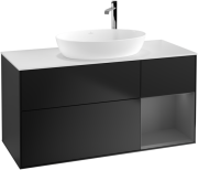 Тумба під раковину Villeroy & Boch Finion 120х50,1 см із підсвічуванням МДФ чорний матовий лак/скло біле матове G951GKPD