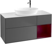 Тумба під раковину Villeroy & Boch Finion 120х50,1 см з підсвічуванням антрацит матовий лак/скло біле матове G951HBGK