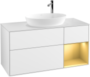 Тумба під раковину Villeroy & Boch Finion 120х50,1 см з підсвіткою МДФ білий глянцевий лак/скло біле матове G951HFGF