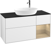 Тумба під раковину Villeroy & Boch Finion 120х50,1 см з підсвіткою МДФ білий глянцевий лак/скло чорне матове F952PCGF