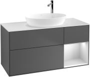 Тумба под раковину Villeroy & Boch Finion 120х50,1 см с подсветкой МДФ антрацит матовый лак/стекло белое матовое G951MTGK