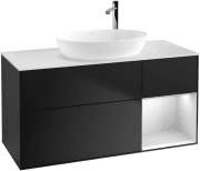 Тумба под раковину Villeroy & Boch Finion 120х50,1 см с подсветкой МДФ черный матовый лак/стекло белое матовое G951MTPD